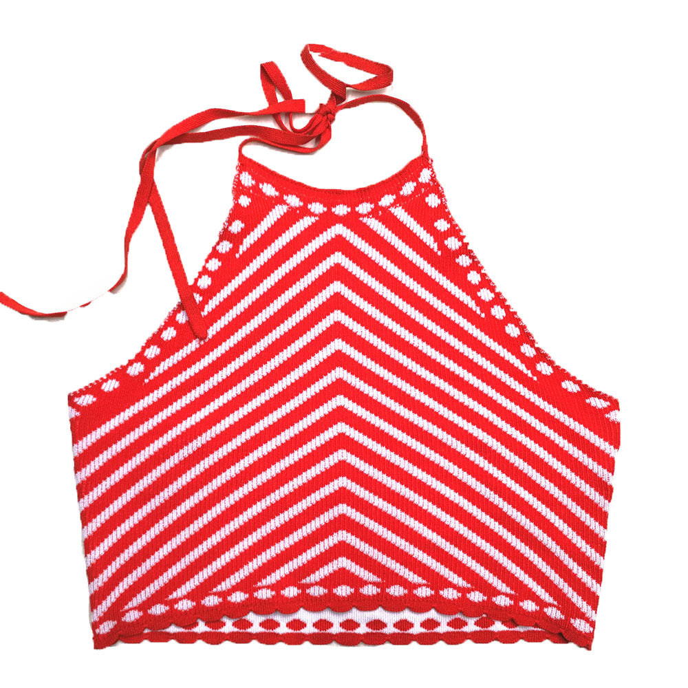 Halternek Top Met Korte Mouwen | Zomer Fashion Top 0