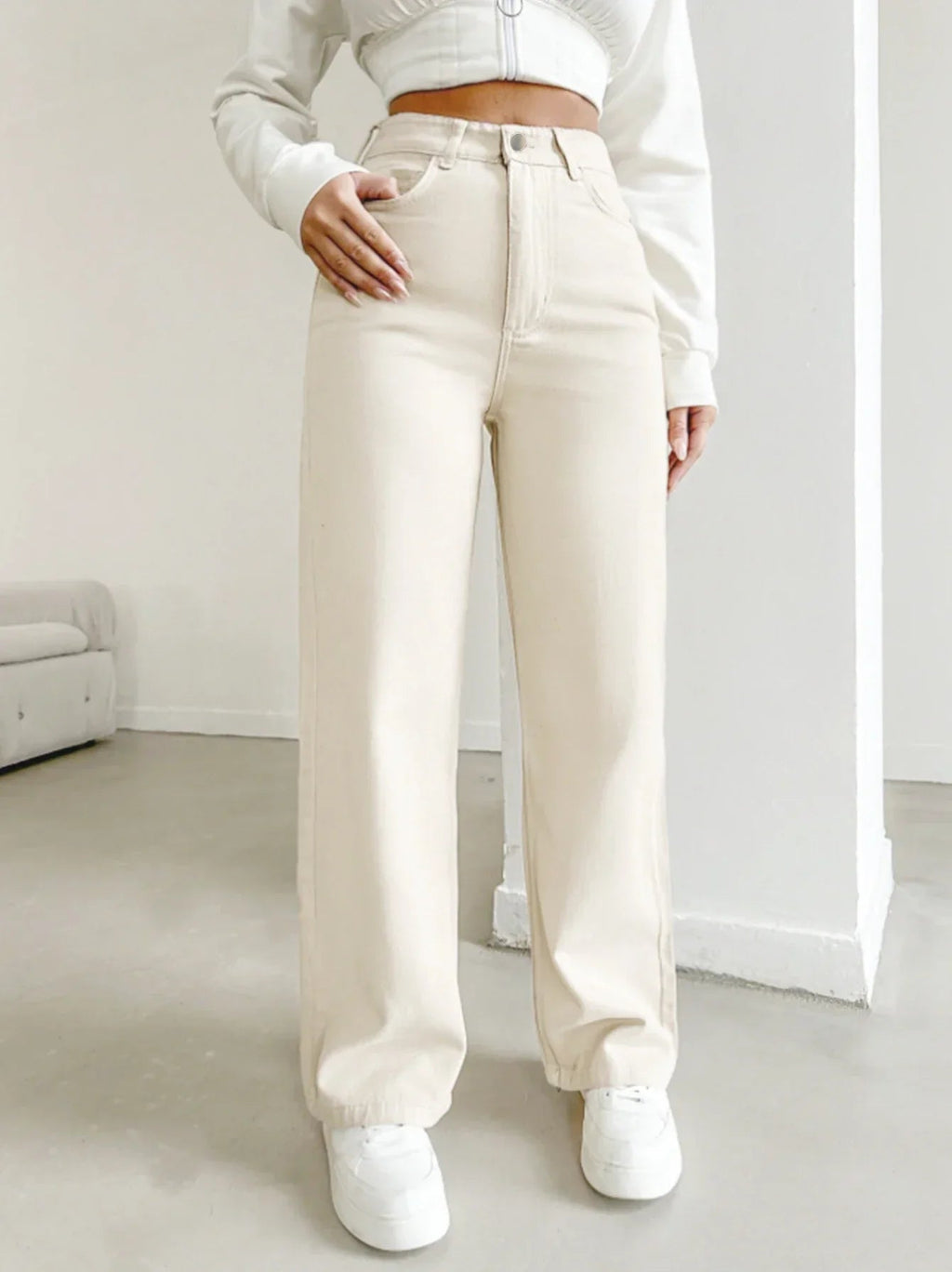 Hoge Taille Rechte Broek Dames | Modieuze Broek 0