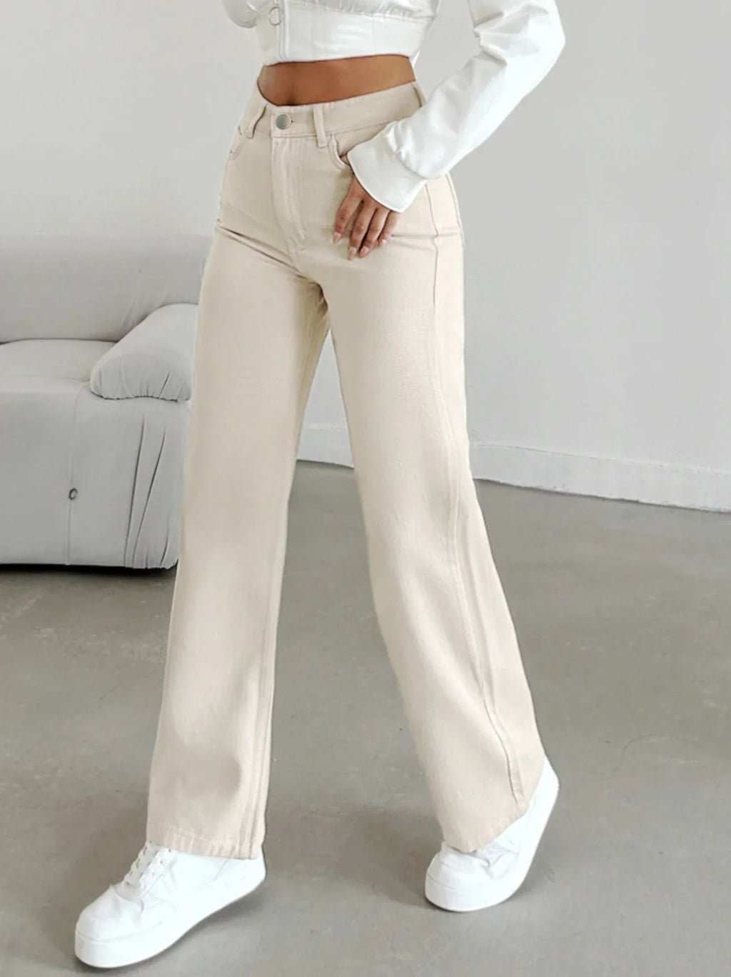 Hoge Taille Rechte Broek Dames | Modieuze Broek 1