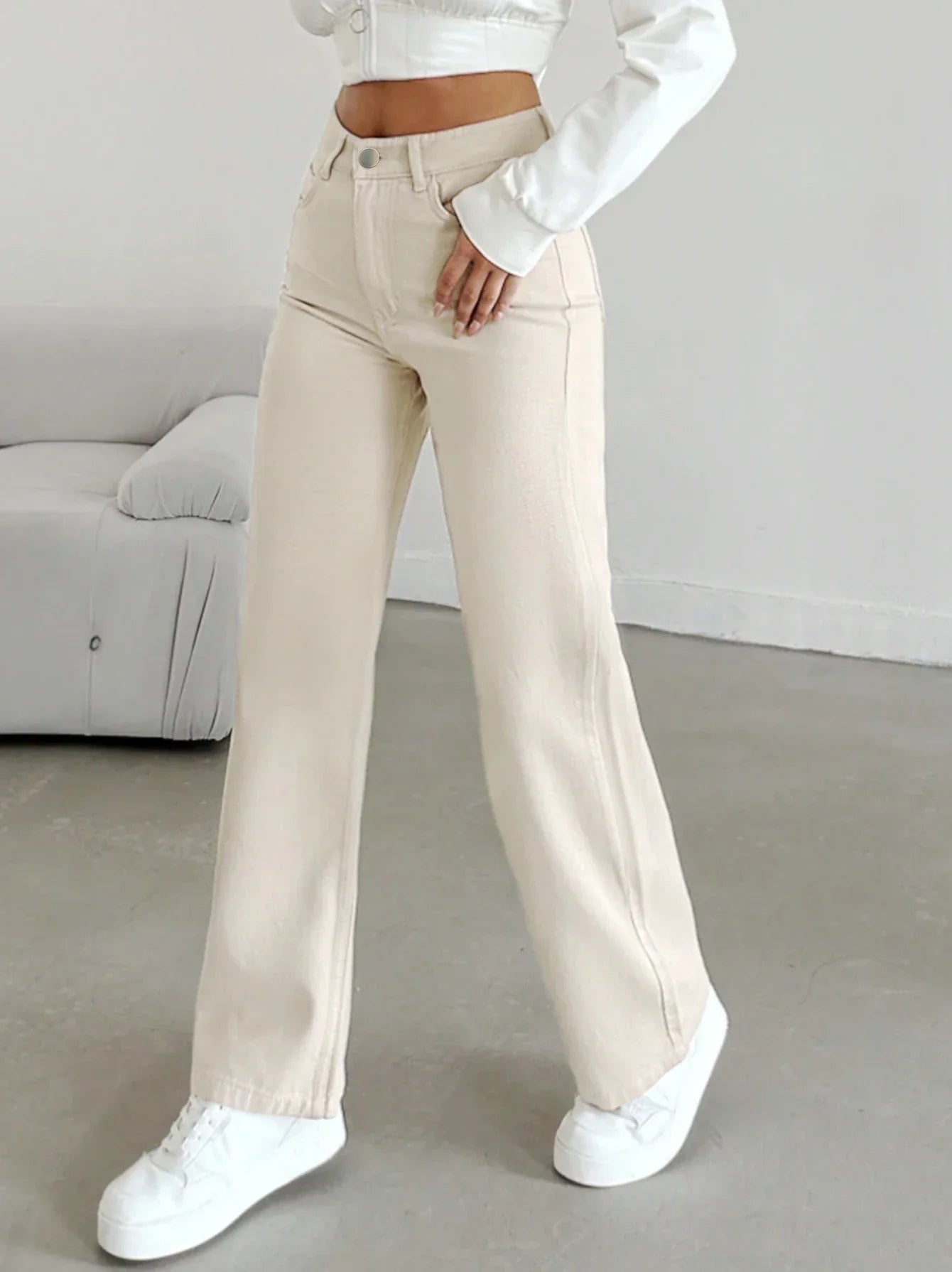 Hoge Taille Rechte Broek Dames | Modieuze Broek 1