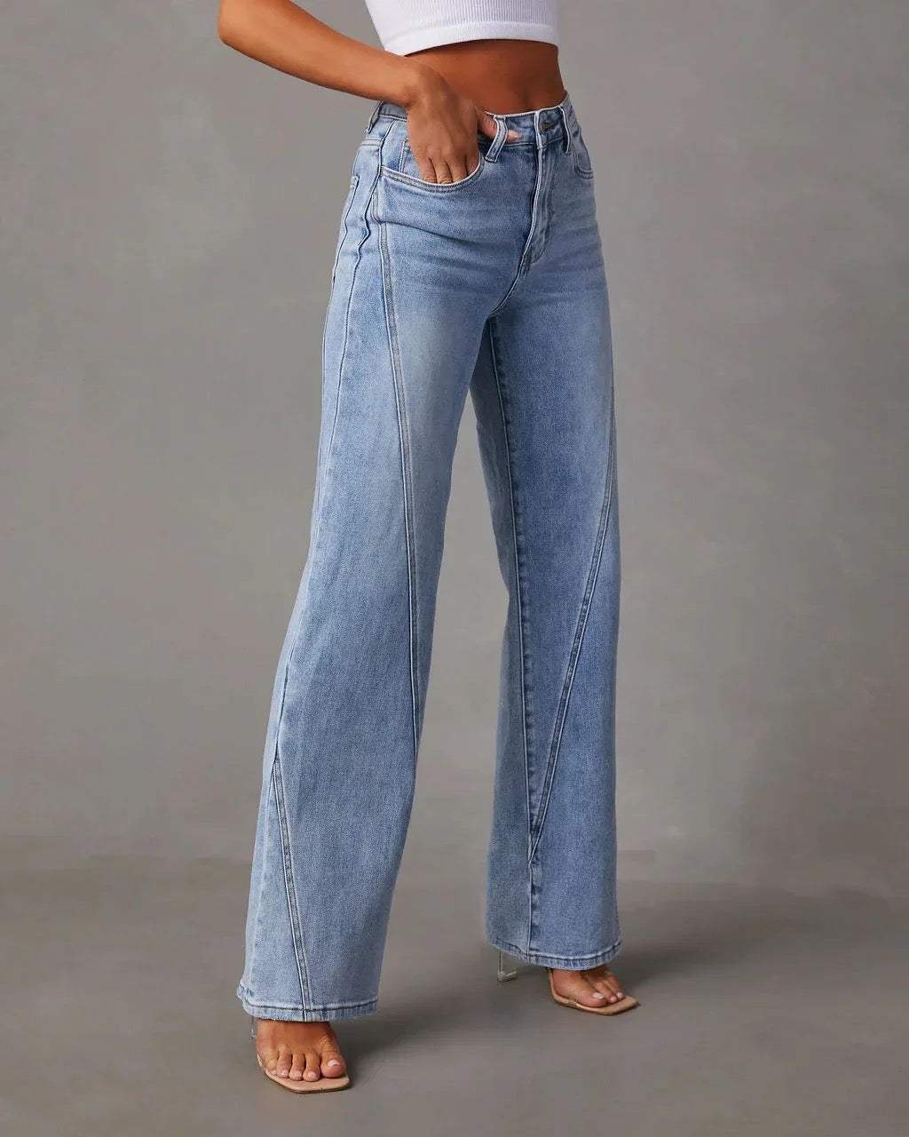 Hoge Taille Wijde Pijpen Jeans | Casual Denim Dames 1