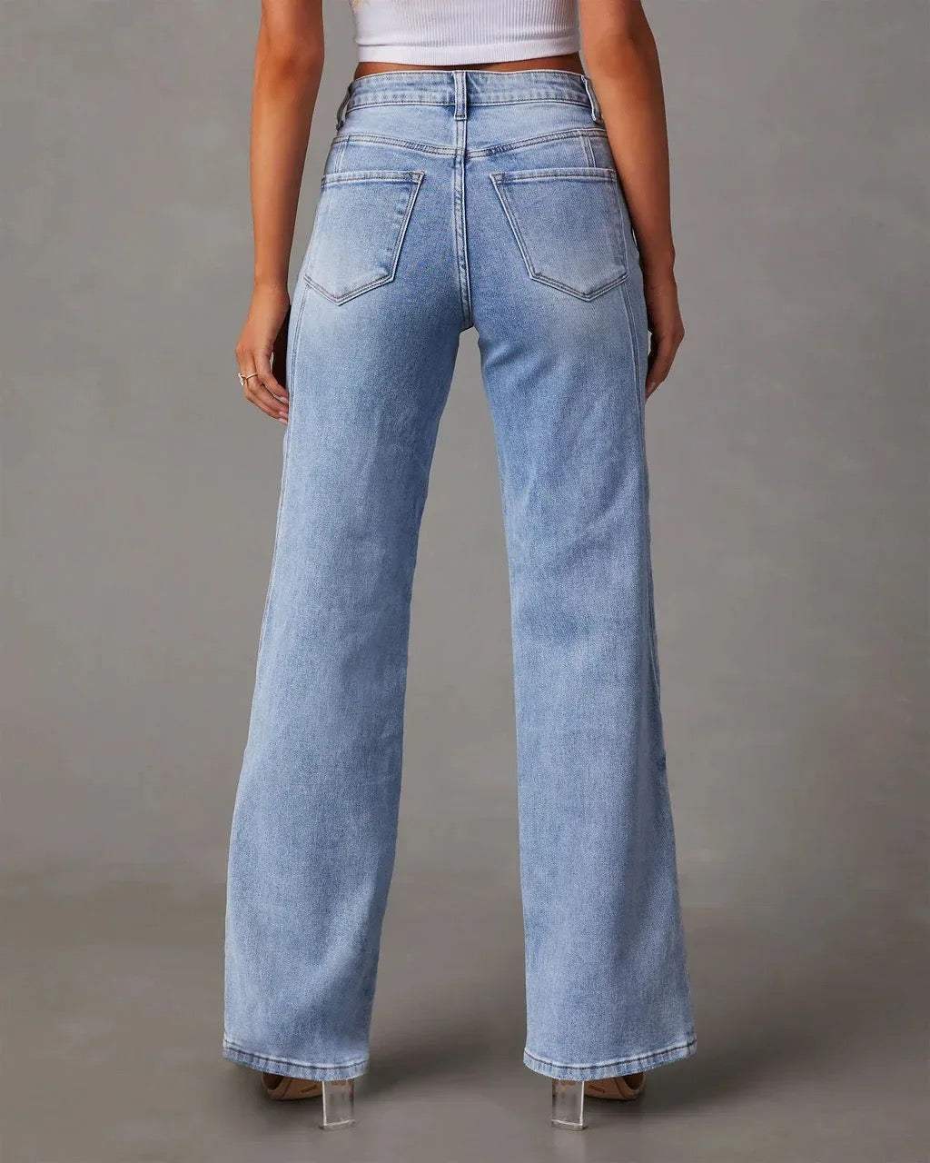 Hoge Taille Wijde Pijpen Jeans | Casual Denim Dames 2