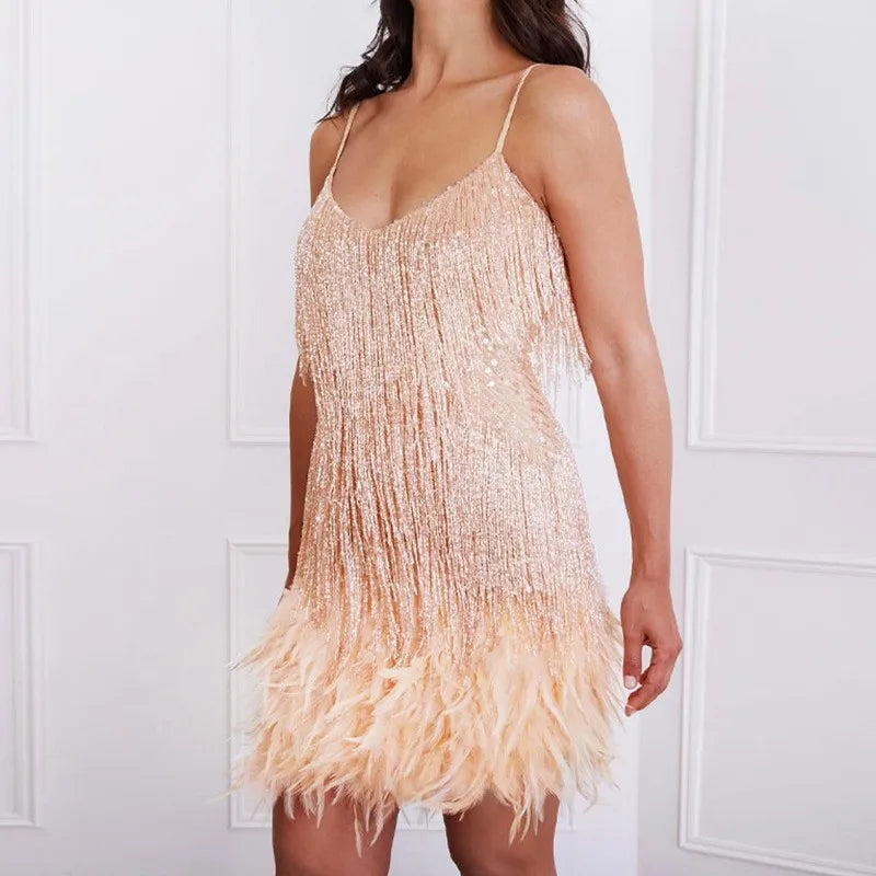 Isolde | Cocktailjurk Dames met Franjes en Veren 6