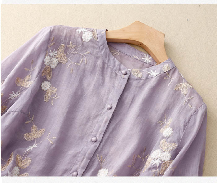 Kourtney | Blouse Dames Bloemenborduursel Elegante Pasvorm 7