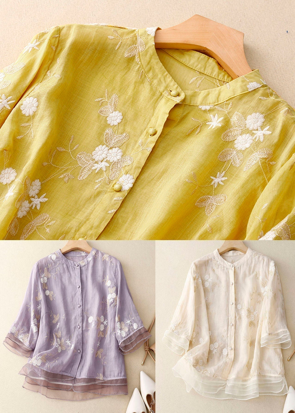 Kourtney | Blouse Dames Bloemenborduursel Elegante Pasvorm 8