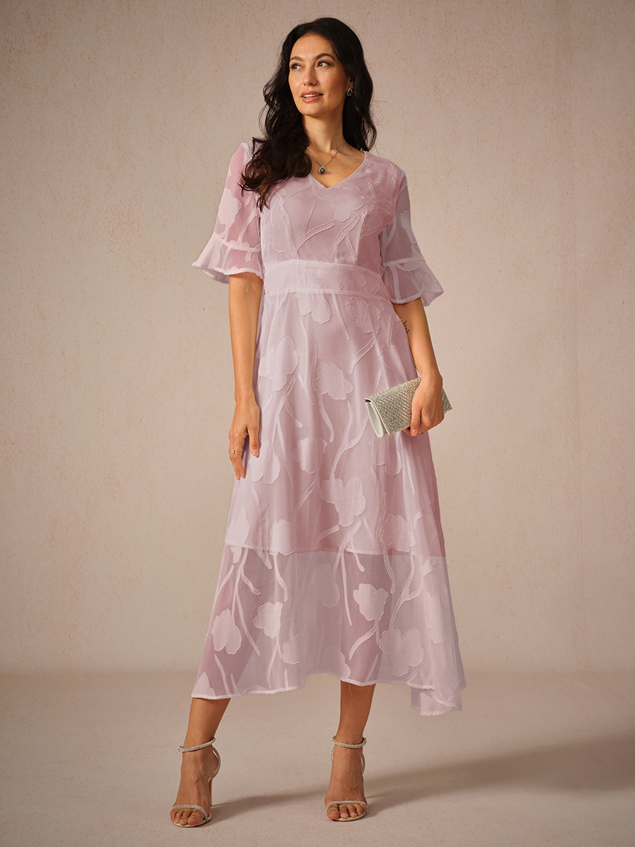 Kyla Midi Jurk | Elegante Fladdermouwen en Kant 2