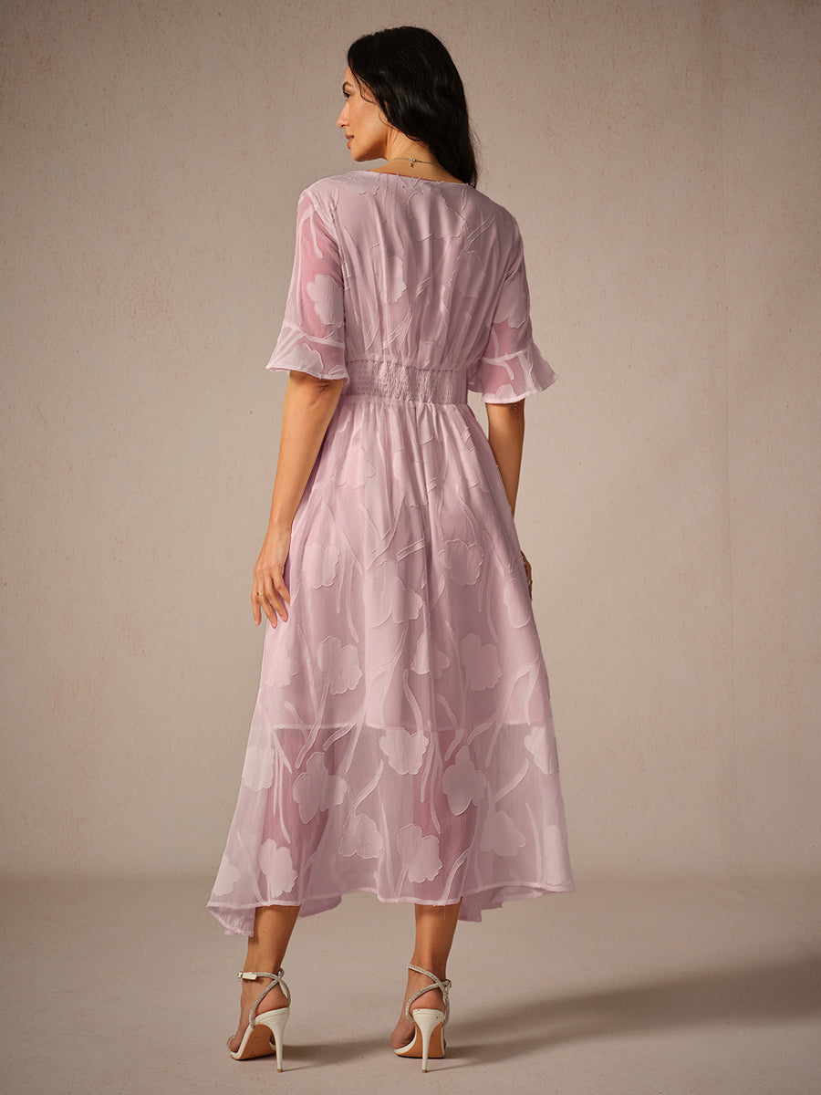 Kyla Midi Jurk | Elegante Fladdermouwen en Kant 3