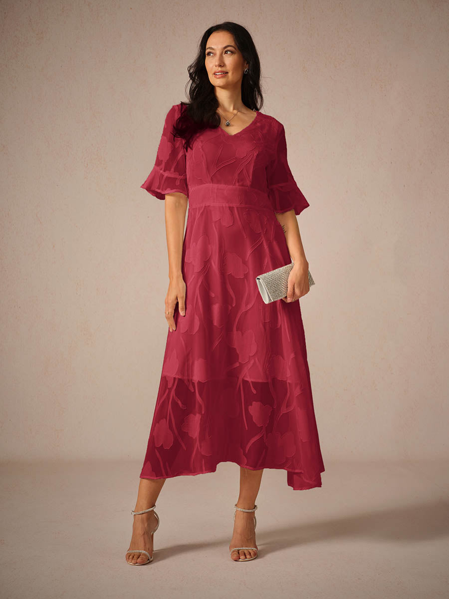 Kyla Midi Jurk | Elegante Fladdermouwen en Kant 6