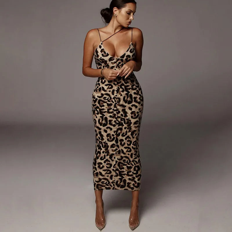 Lana Maxi Jurk | Mouwloze Lange Jurk Dames met Luipaardprint 0