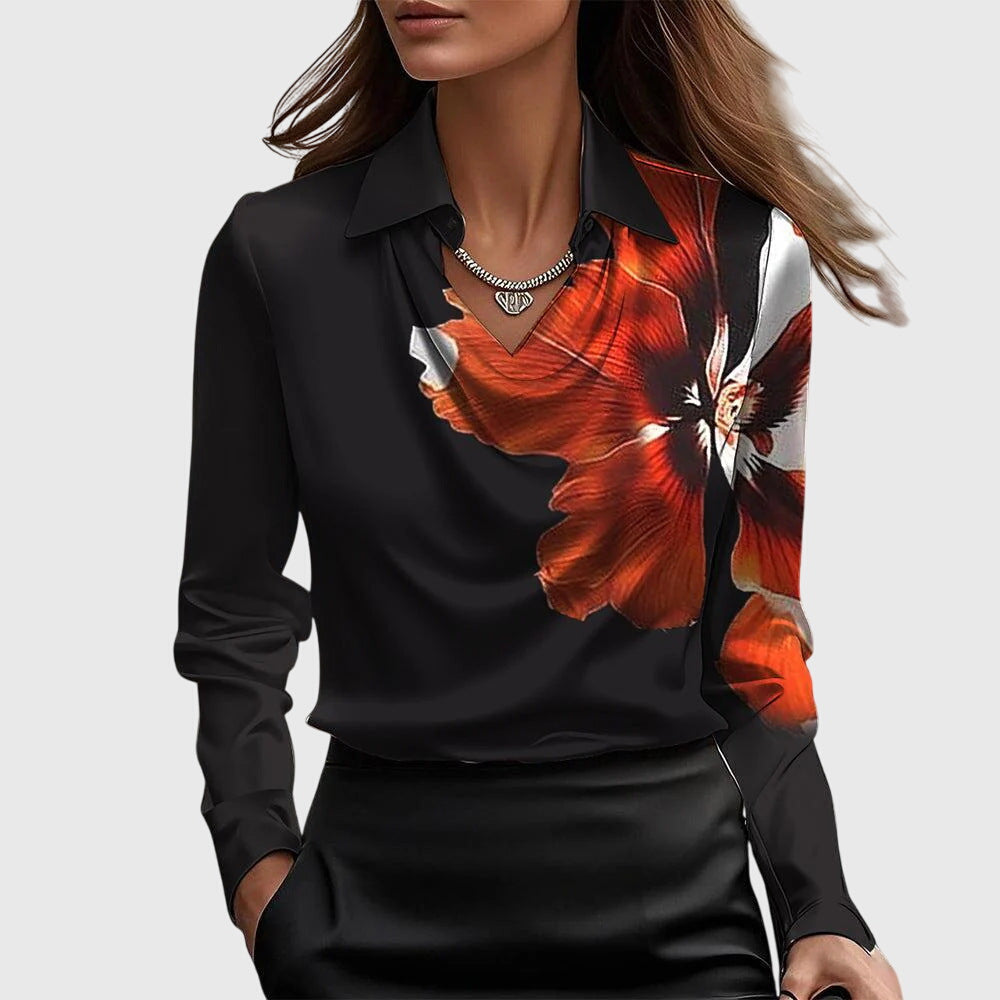 Lange Mouwen Blouse met Col voor Dames | Elegante Mode 5