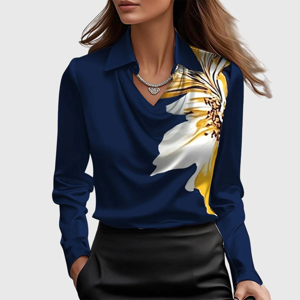 Lange Mouwen Blouse met Col voor Dames | Elegante Mode 7