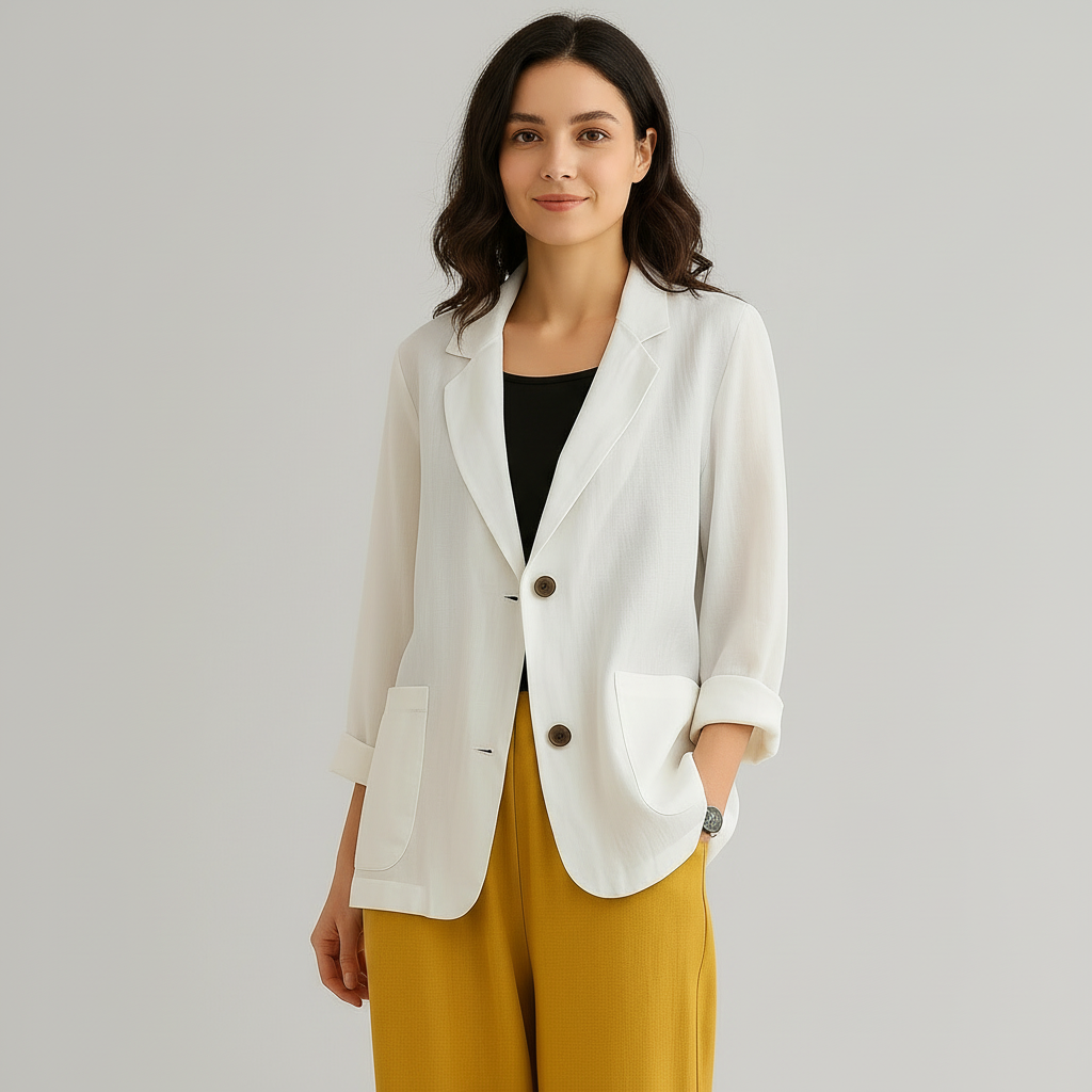 Lena | Lichte Dames Blazer in Linnen met Relaxed Fit 0