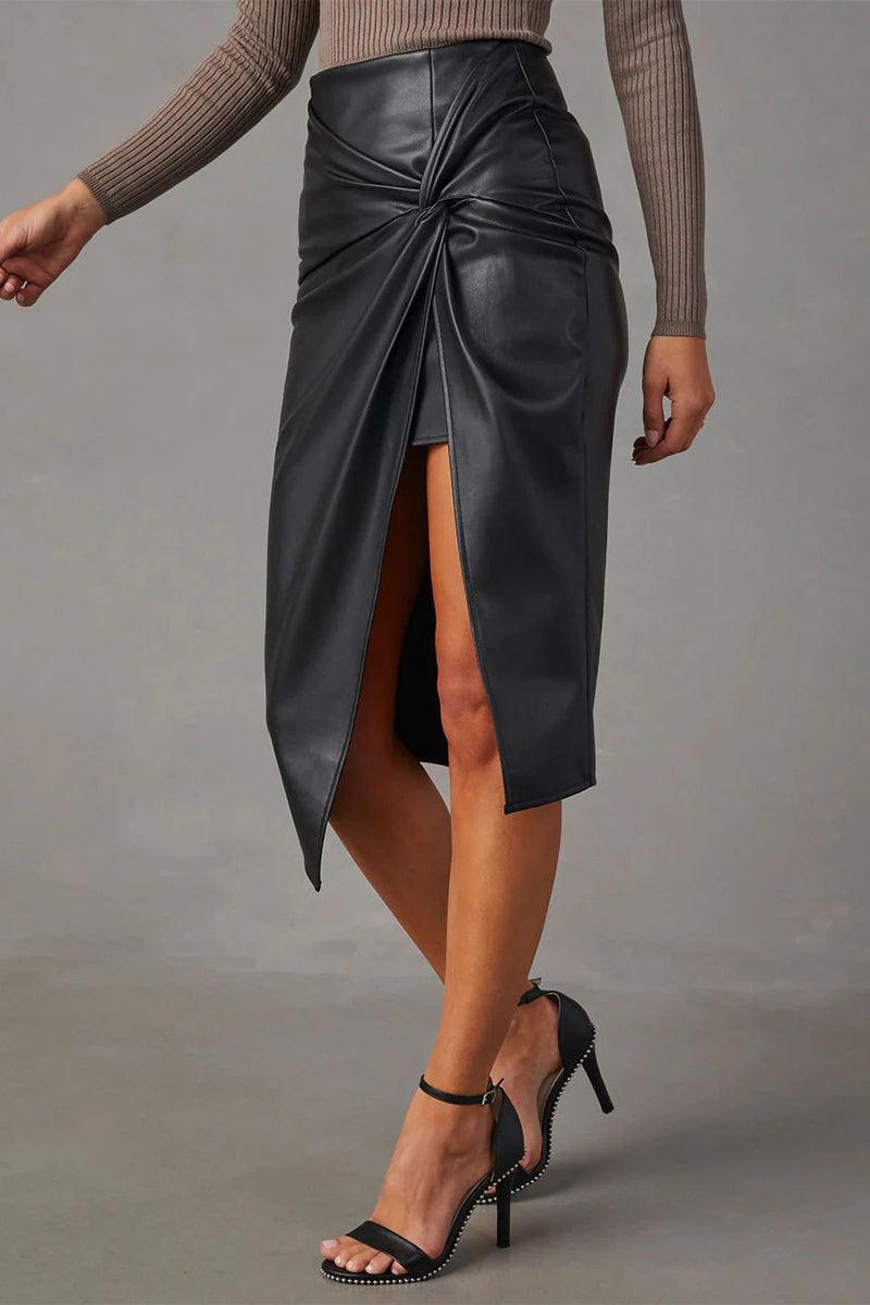 Leren Rok Dames | Vloeiende Elegantie met Open Voorkant 2