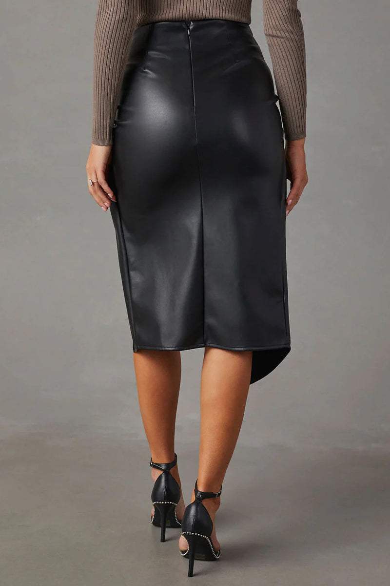 Leren Rok Dames | Vloeiende Elegantie met Open Voorkant 3