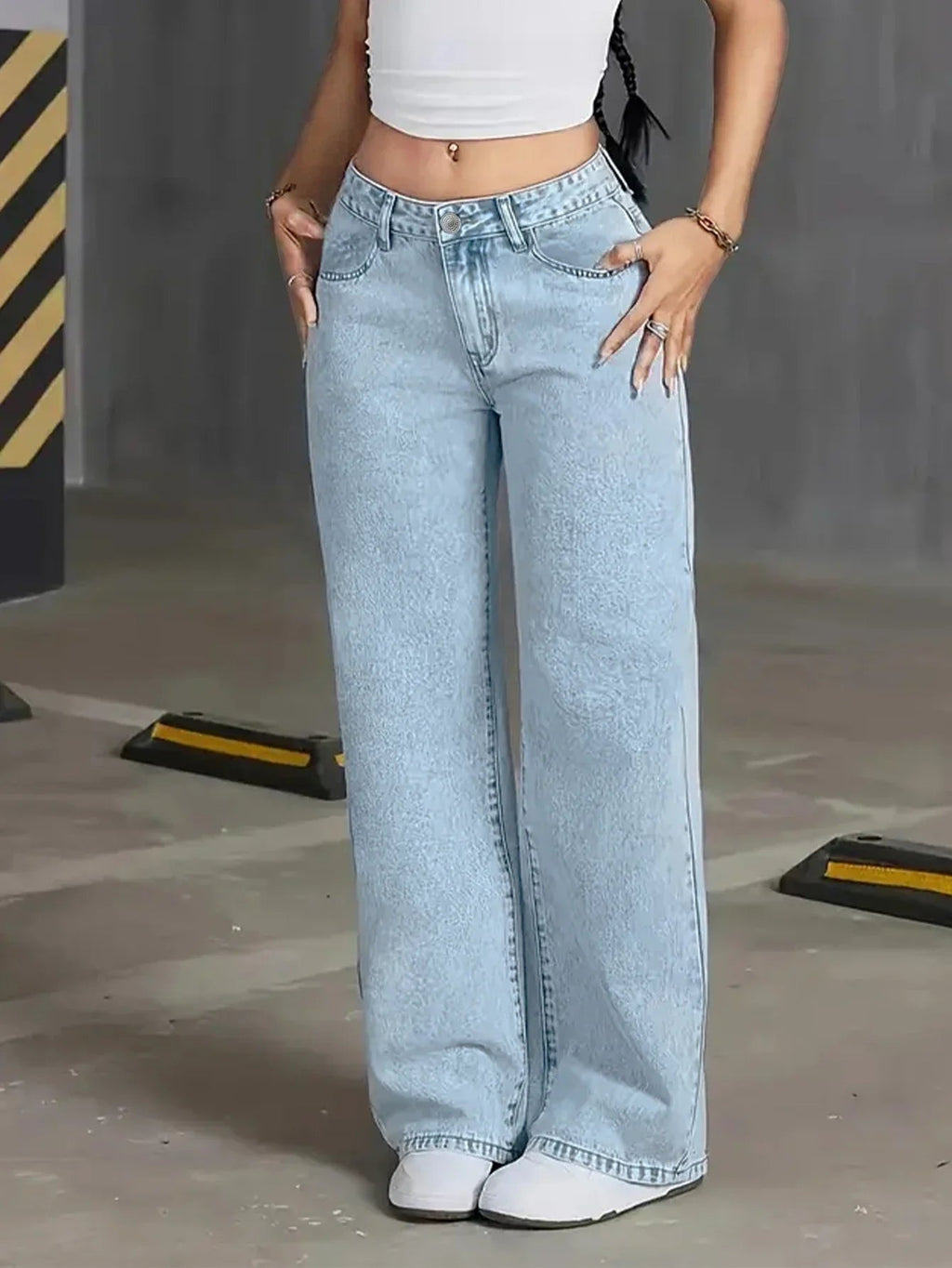 Licht Gewassen Wijde Pijpen Jeans | Dames Jeans 0
