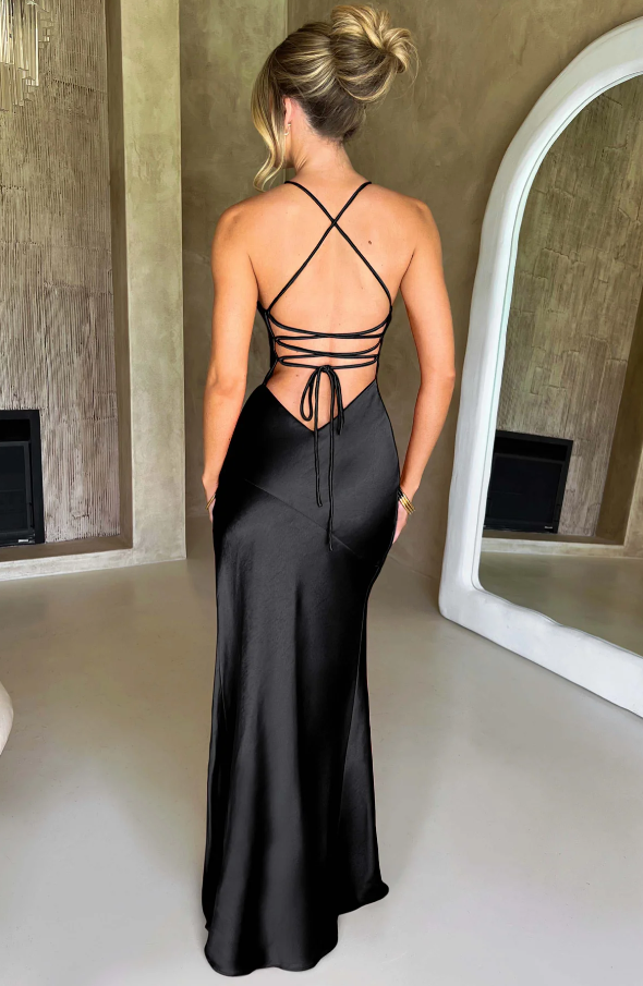 Lilly Maxi Jurk Geel | Lange Jurk Dames met Split 4