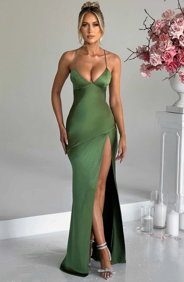 Lilly Maxi Jurk Geel | Lange Jurk Dames met Split 9