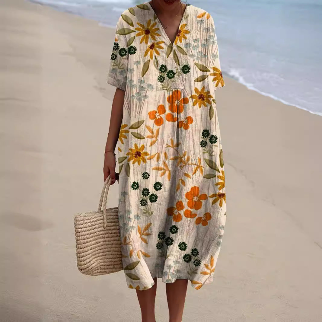 Liora | Zomerjurk Dames Bloemenprint Knielengte 2