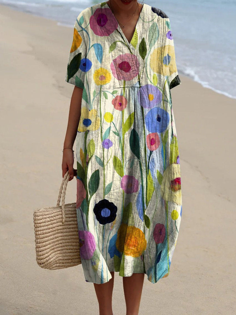 Liora | Zomerjurk Dames Bloemenprint Knielengte 4