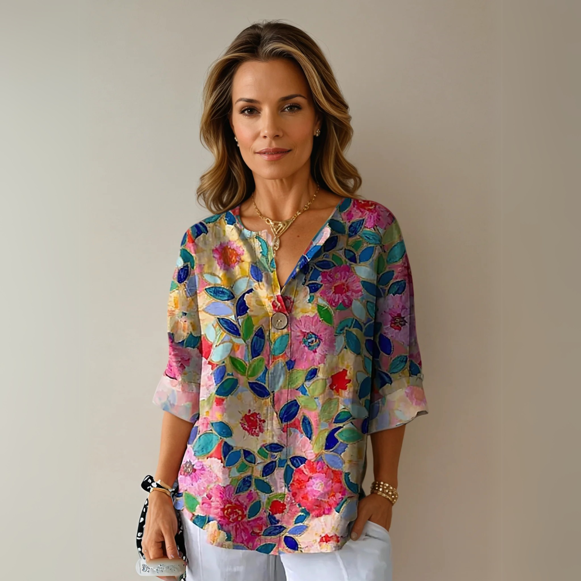Livia | Dames Blouse Korte Mouw Bloemenprint 0
