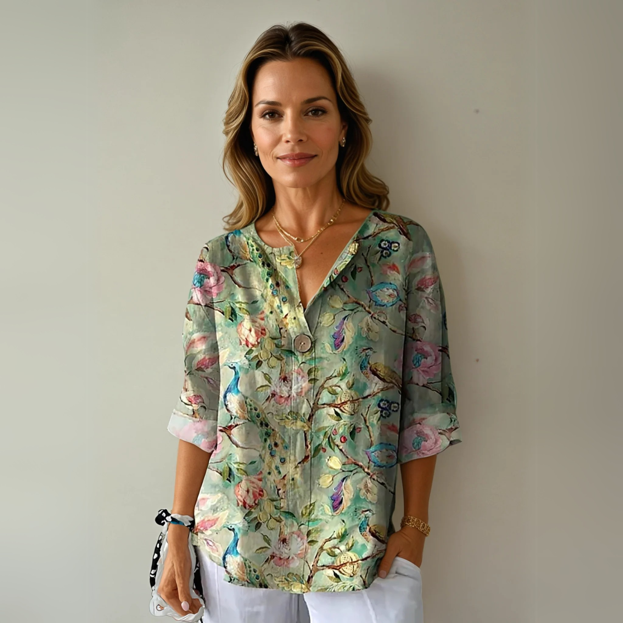 Livia | Dames Blouse Korte Mouw Bloemenprint 2