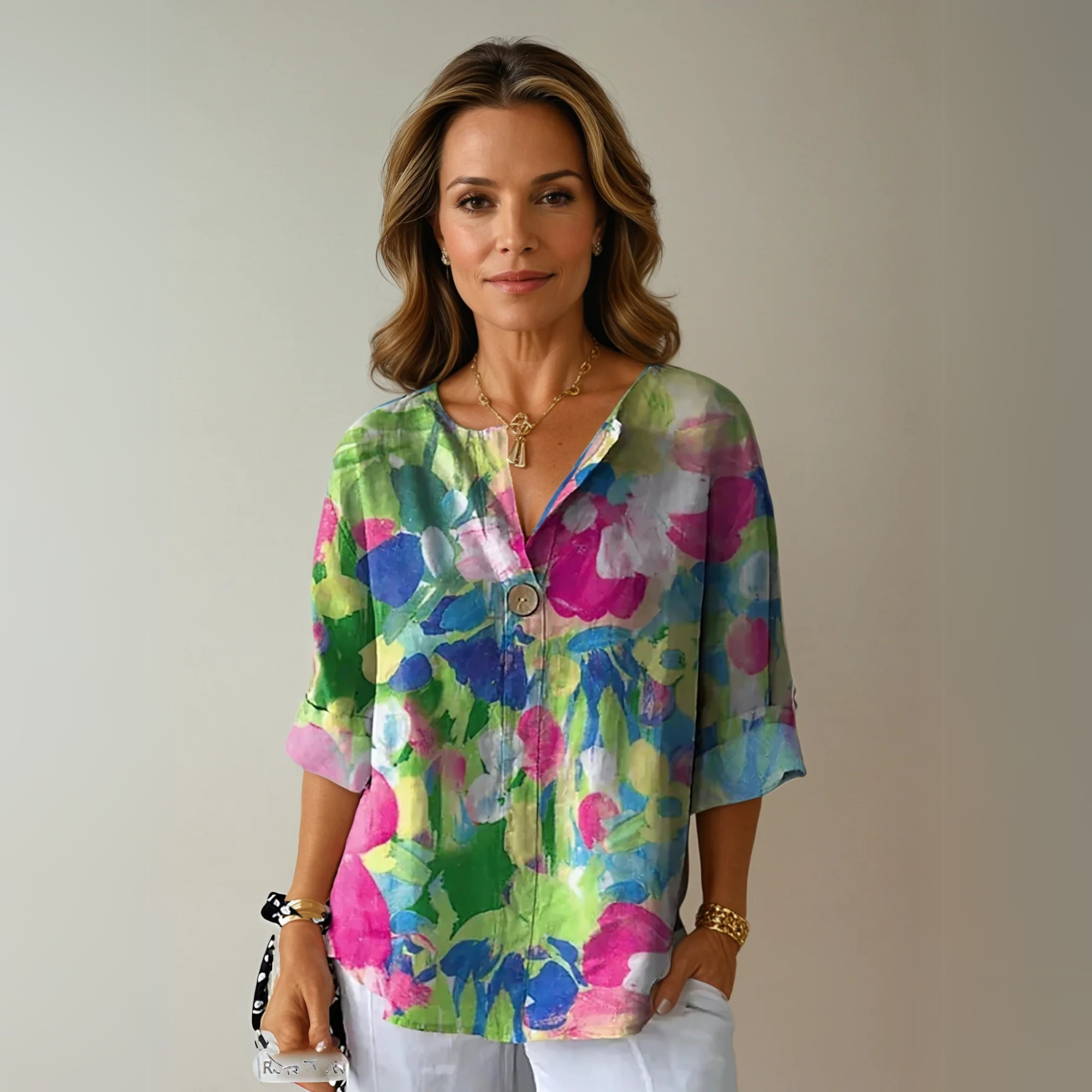 Livia | Dames Blouse Korte Mouw Bloemenprint 3