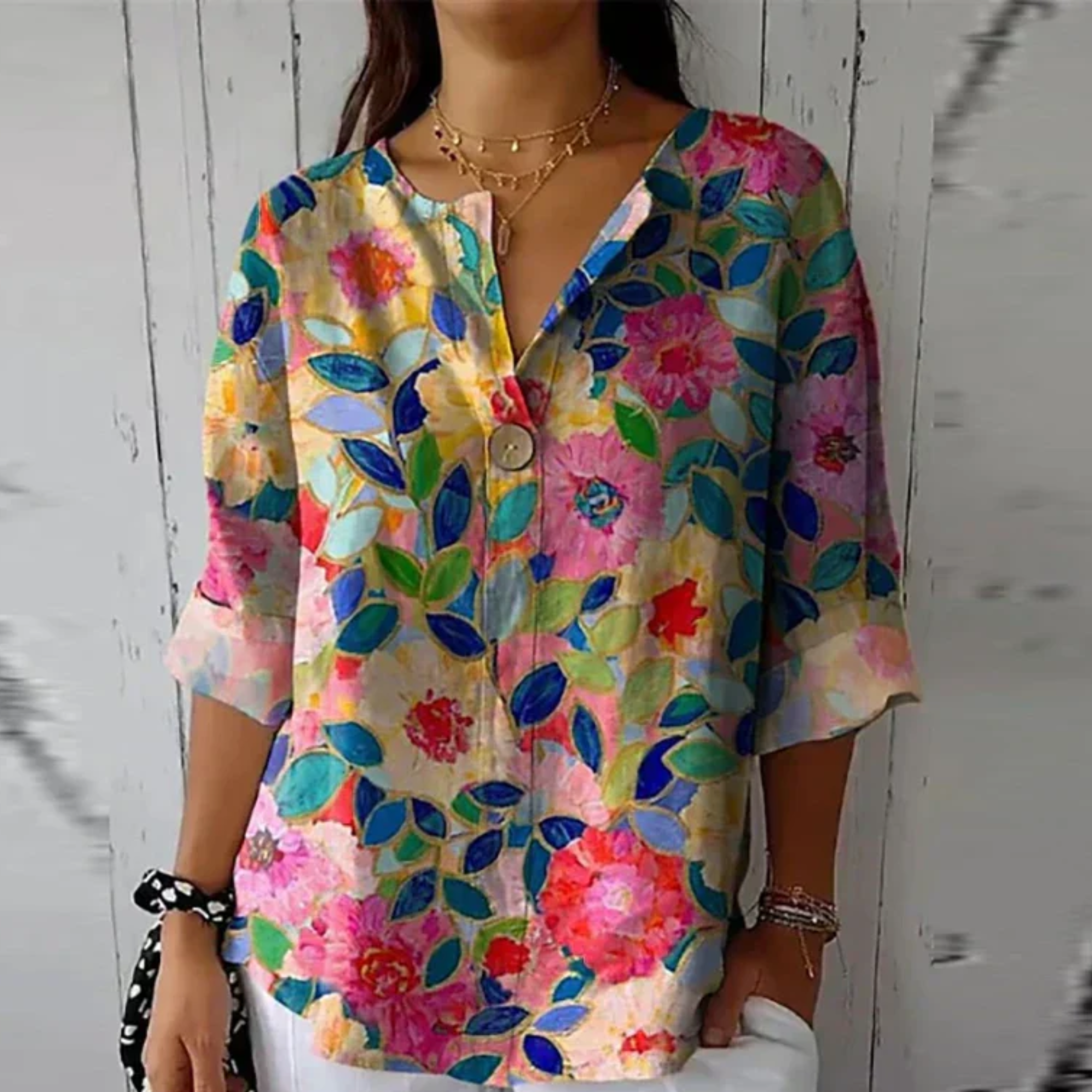 Livia | Dames Blouse Korte Mouw Bloemenprint 4