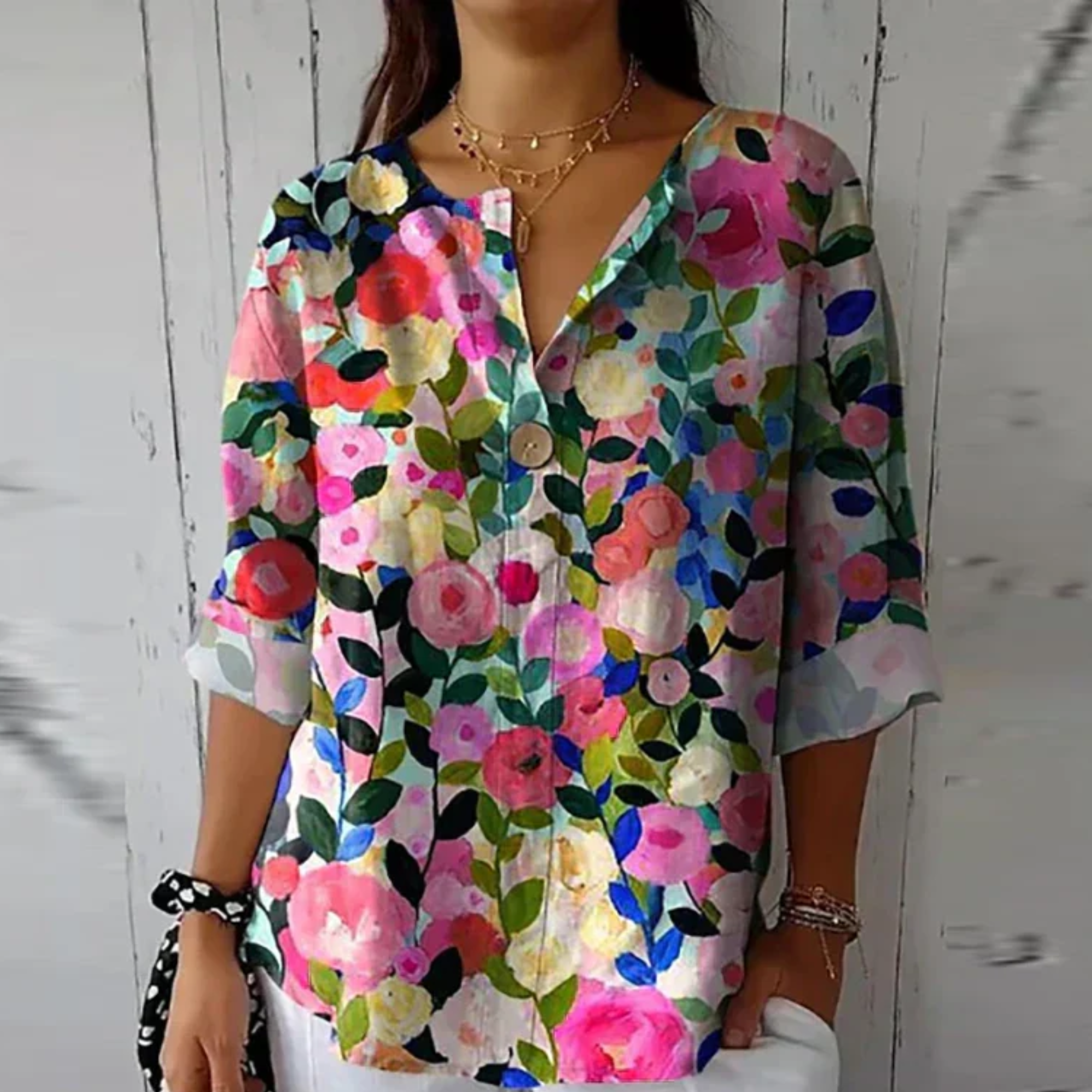 Livia | Dames Blouse Korte Mouw Bloemenprint 5