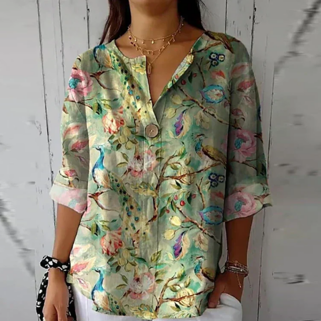 Livia | Dames Blouse Korte Mouw Bloemenprint 6