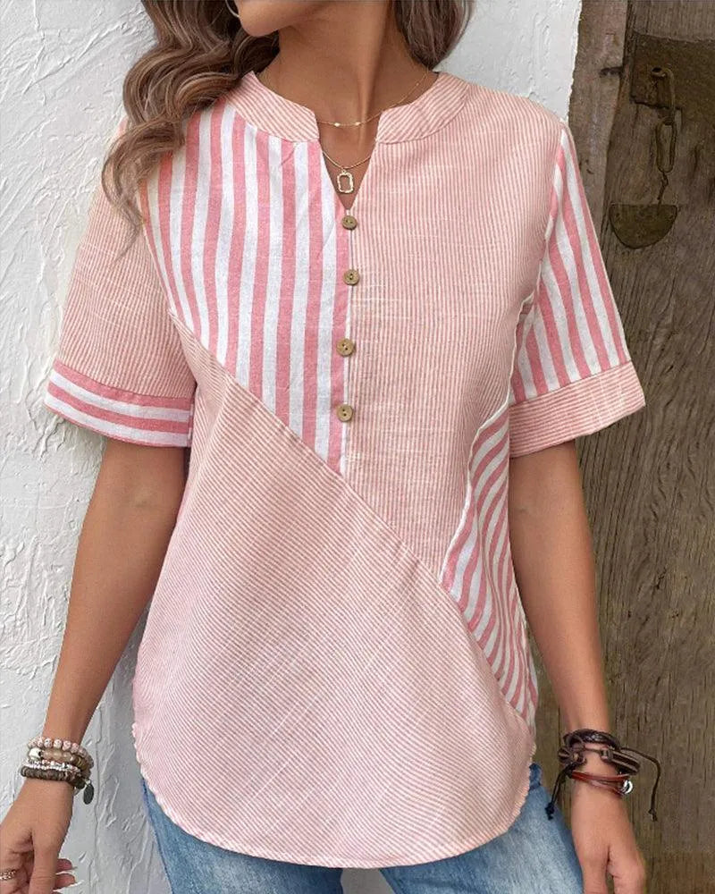 Luchtige Katoenen Blouse Dames met Strepen | Casual Blouse 1
