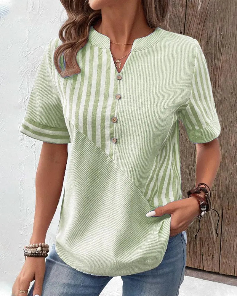 Luchtige Katoenen Blouse Dames met Strepen | Casual Blouse 4