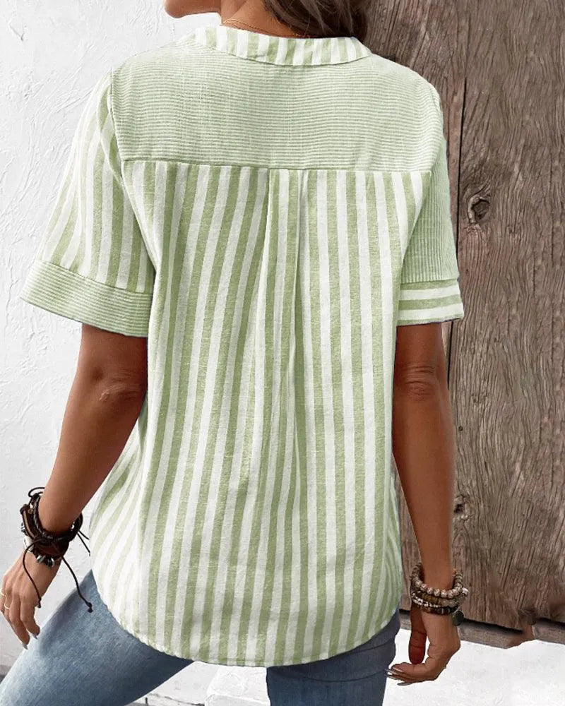 Luchtige Katoenen Blouse Dames met Strepen | Casual Blouse 6