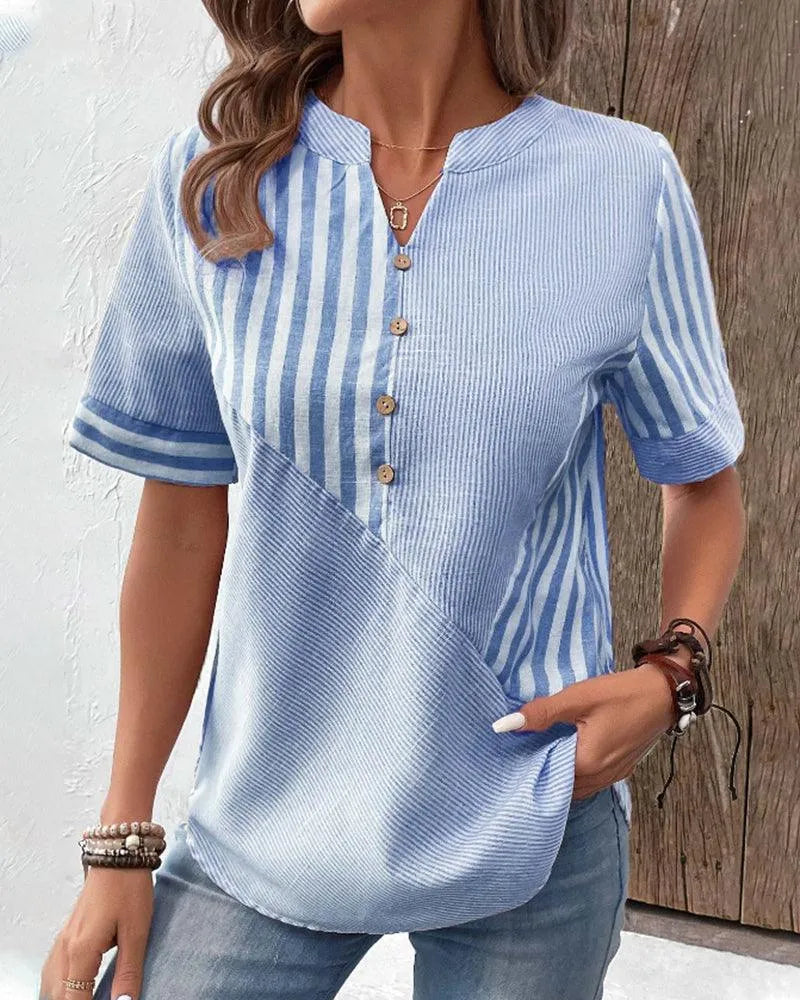 Luchtige Katoenen Blouse Dames met Strepen | Casual Blouse 7