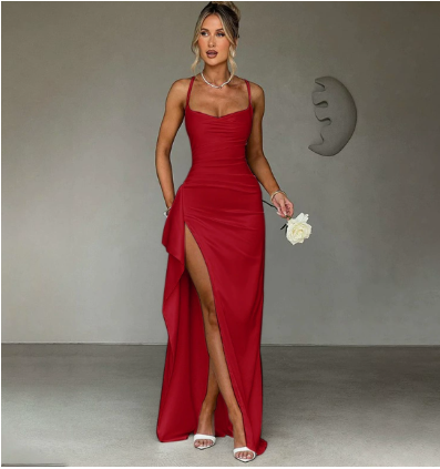 Lucia | Elegante Lange Jurk Dames met Hoge Split 1