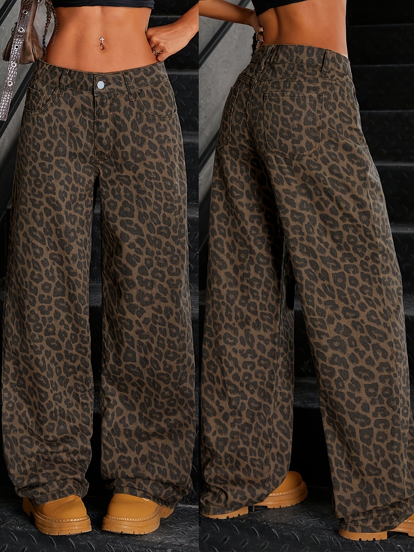 Luipaardprint High-Waist Dames Jeans | Slim Fit Spijkerbroek 2