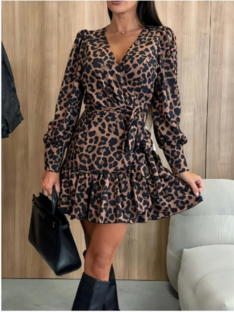 Luipaardprint Jurk met Bubbelmouwen | Dames Jurk 1