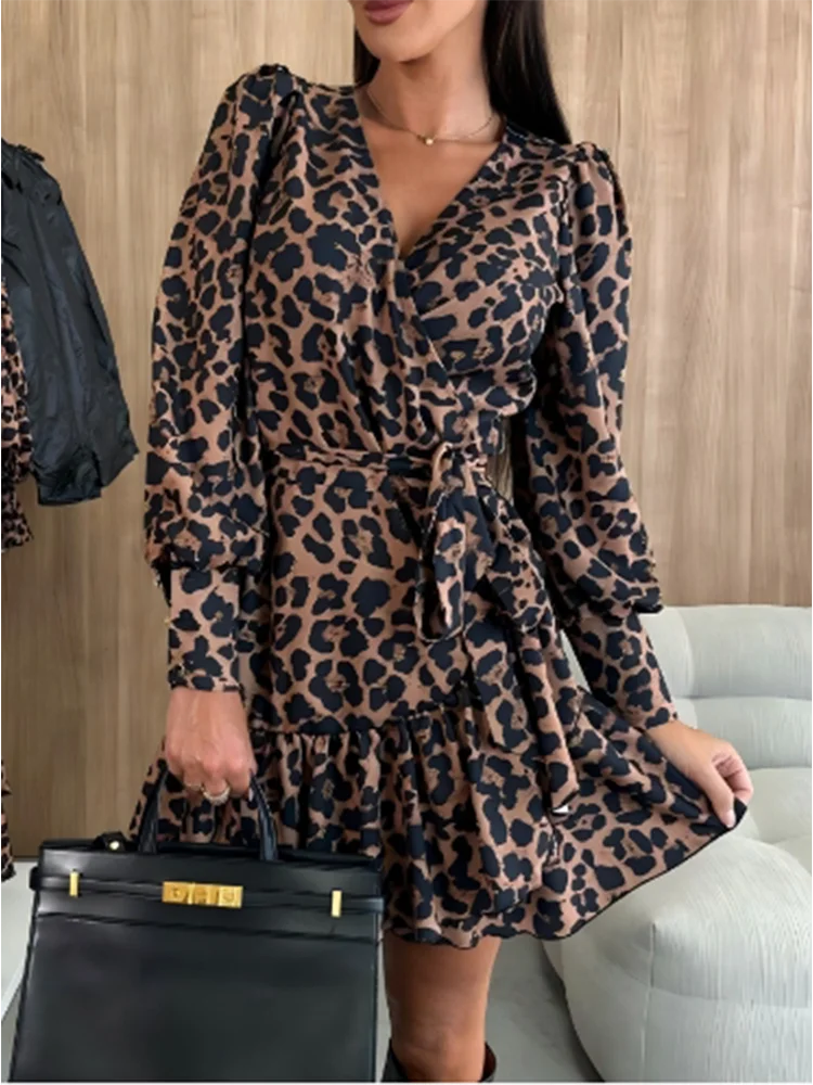 Luipaardprint Jurk met Bubbelmouwen | Dames Jurk 2