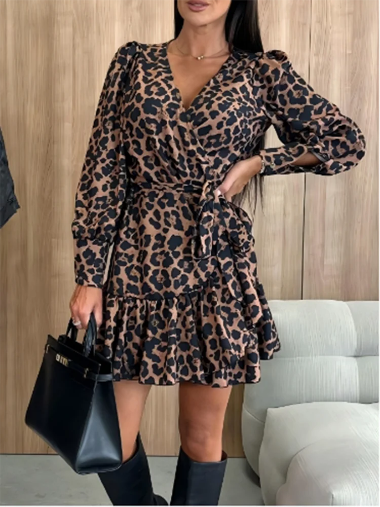 Luipaardprint Jurk met Bubbelmouwen | Dames Jurk 3