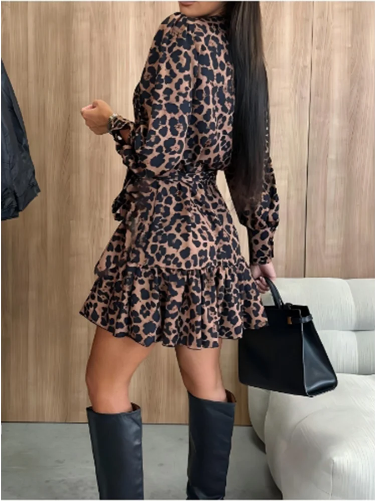 Luipaardprint Jurk met Bubbelmouwen | Dames Jurk 4