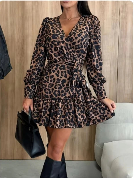 Luipaardprint Jurk met Bubbelmouwen | Dames Jurk 5
