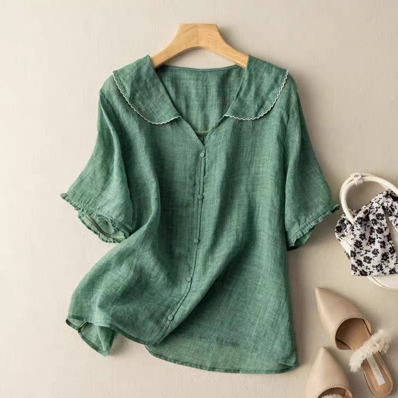 Luna | Blouse Dames Vintage Knoopdetail 0