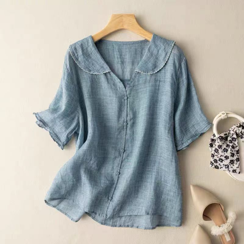 Luna | Blouse Dames Vintage Knoopdetail 2