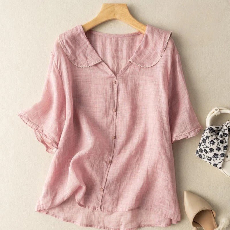 Luna | Blouse Dames Vintage Knoopdetail 3
