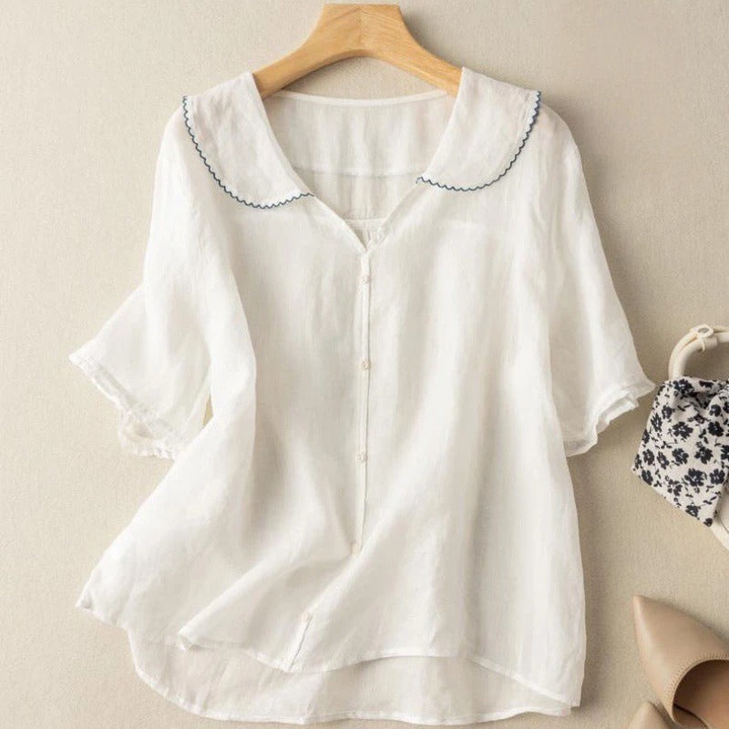 Luna | Blouse Dames Vintage Knoopdetail 4