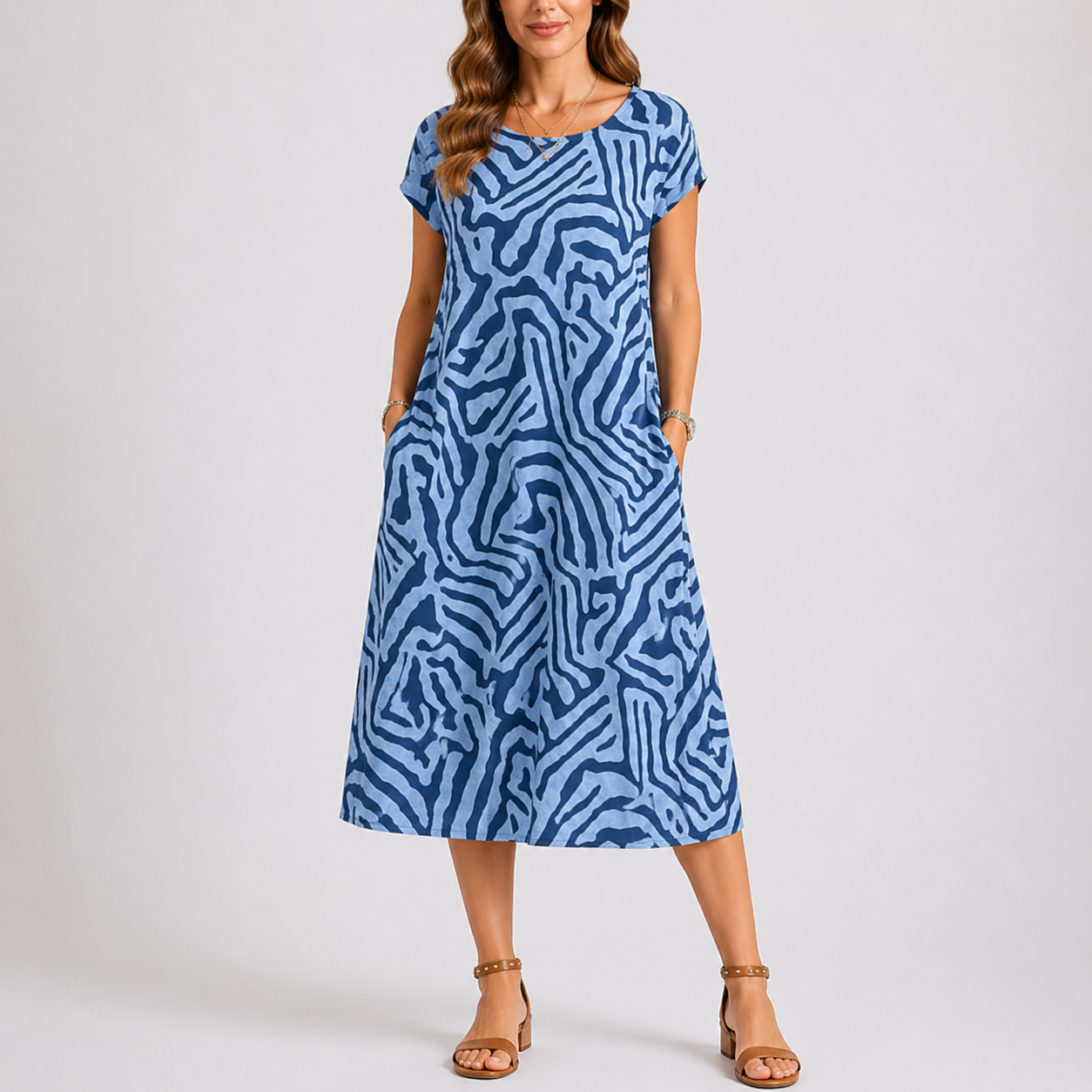 Luna | Casual Midi Zomerjurk Ronde Hals 0