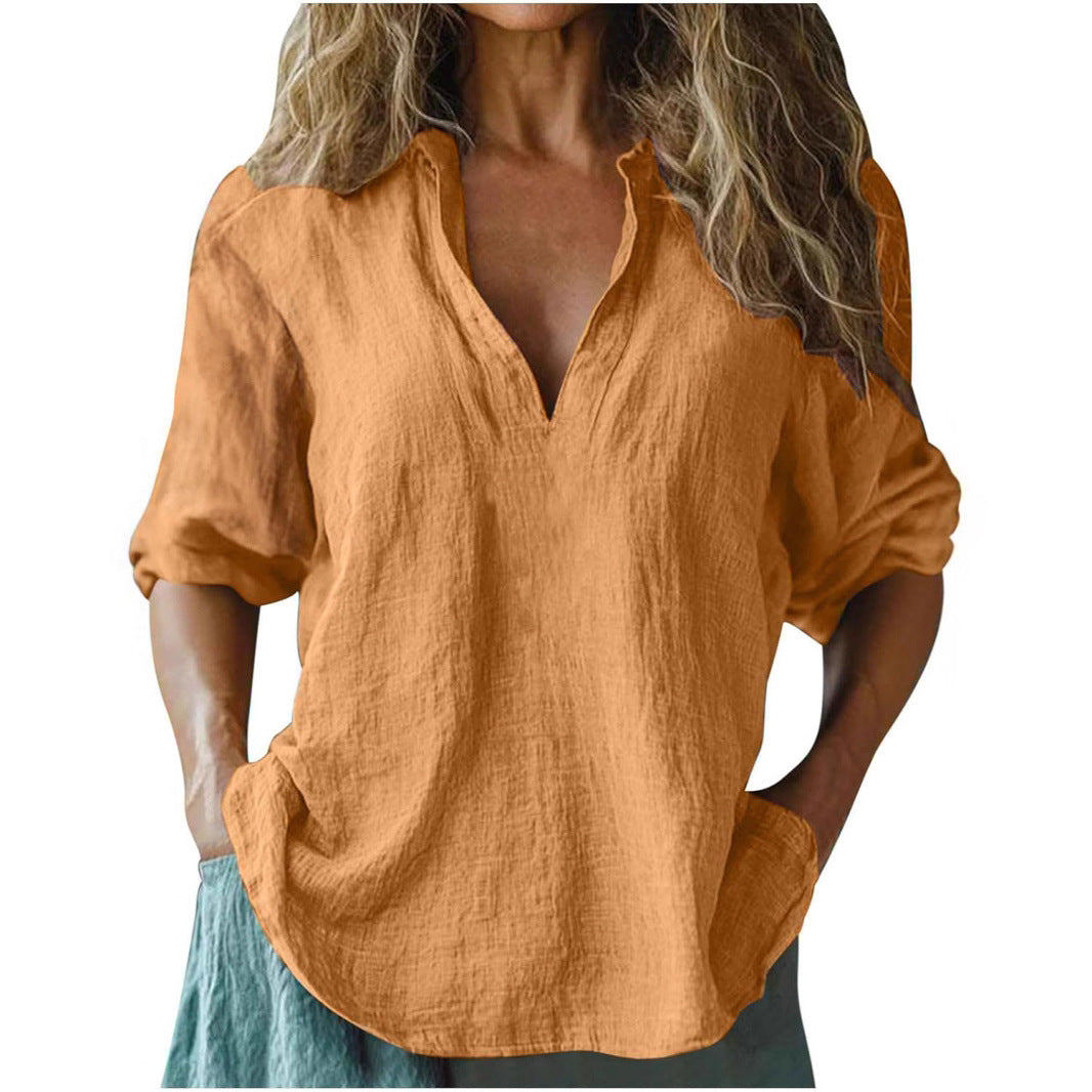 Luna | Dames Blouse Korte Mouw Wit Linnen 1