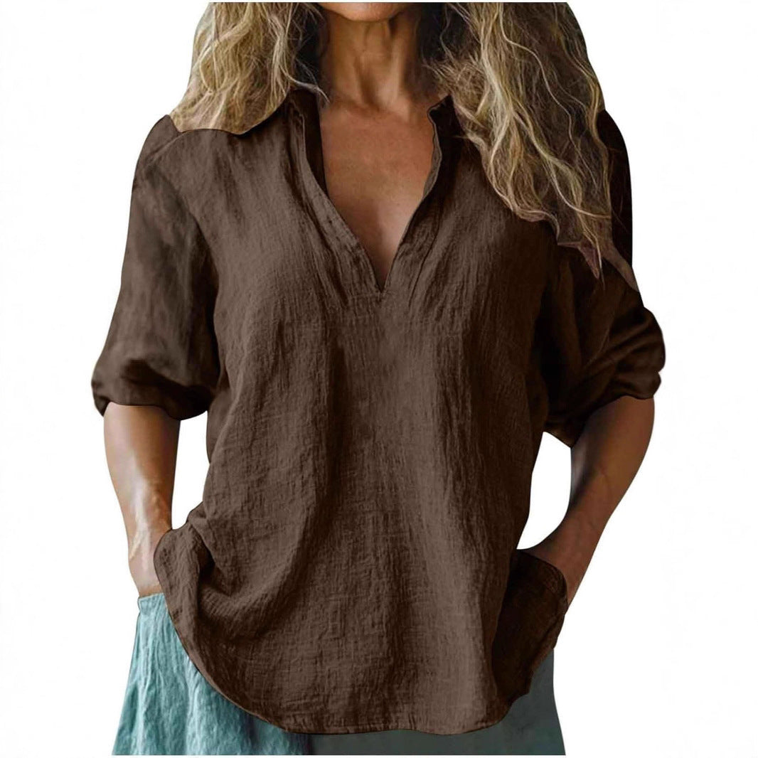 Luna | Dames Blouse Korte Mouw Wit Linnen 2