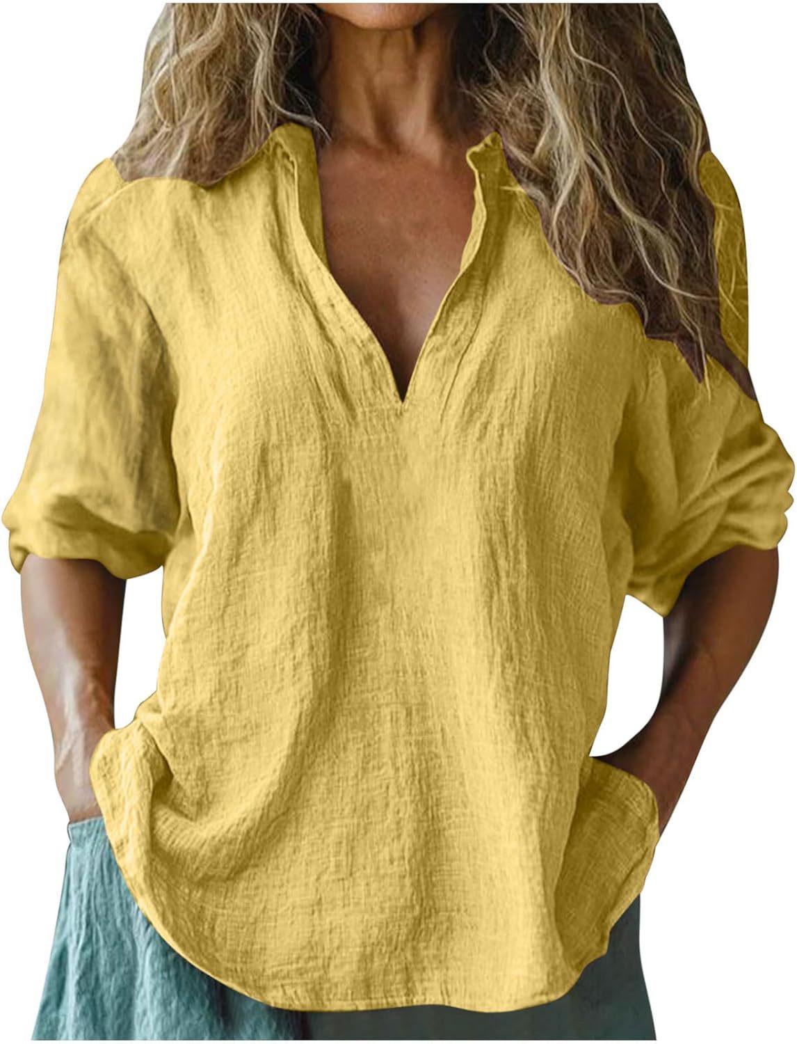 Luna | Dames Blouse Korte Mouw Wit Linnen 6