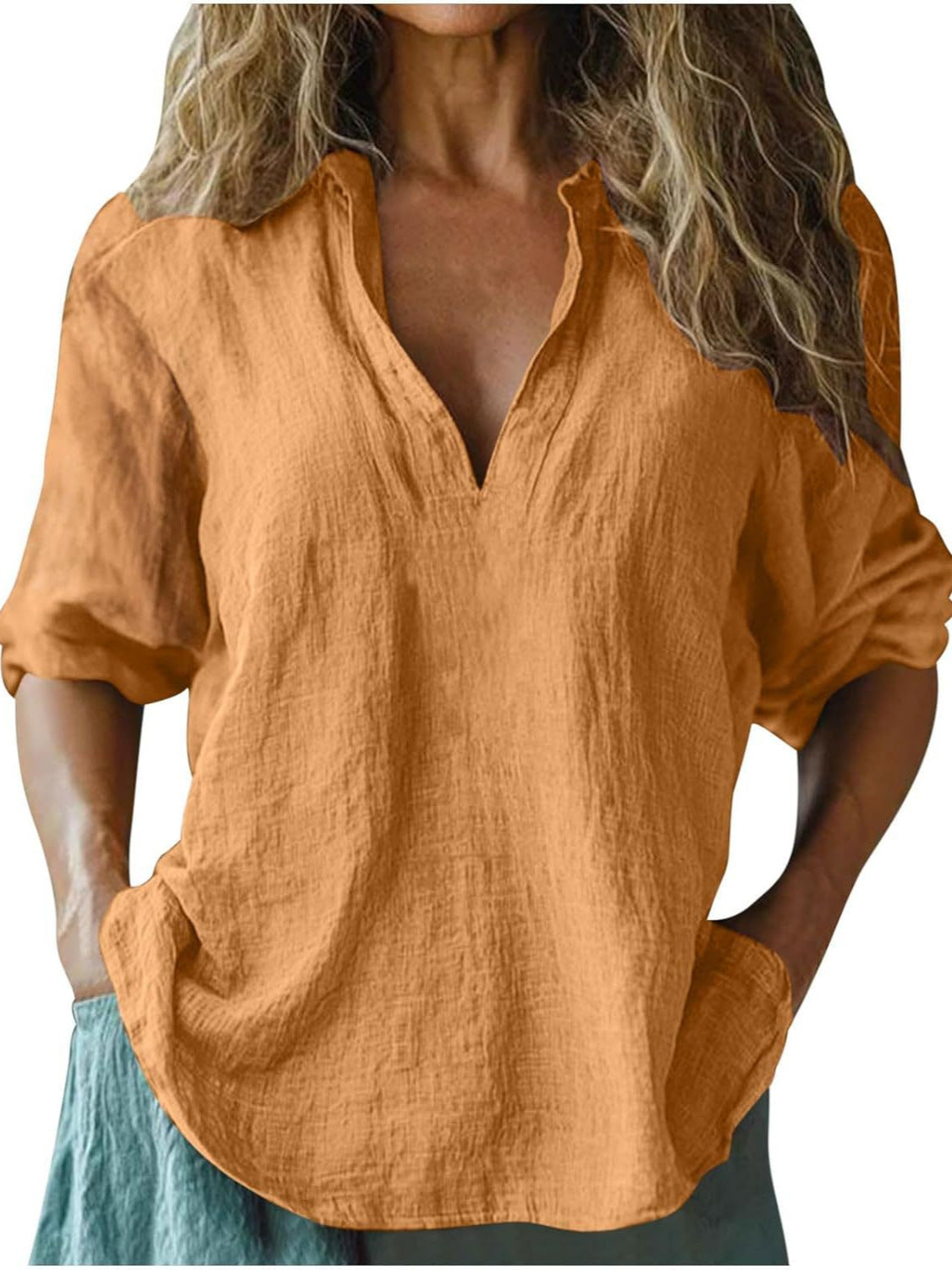 Luna | Dames Blouse Korte Mouw Wit Linnen 7