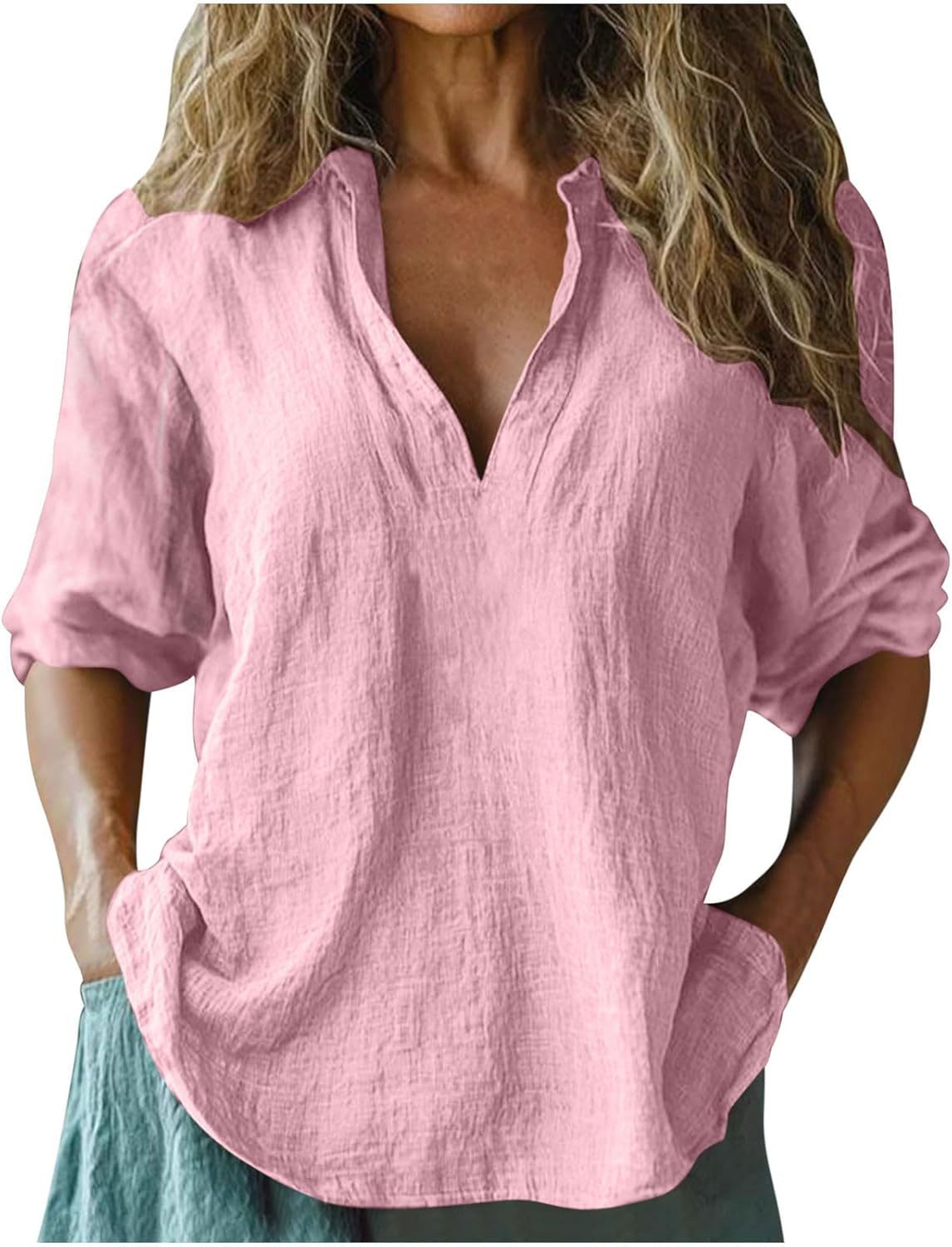 Luna | Dames Blouse Korte Mouw Wit Linnen 8